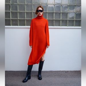 Long knit turtleneck dress M
